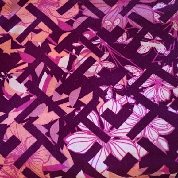 1228 LuLaRoe Leggings Size OS Purple Pink Abstract Print New - Picture 2 of 5